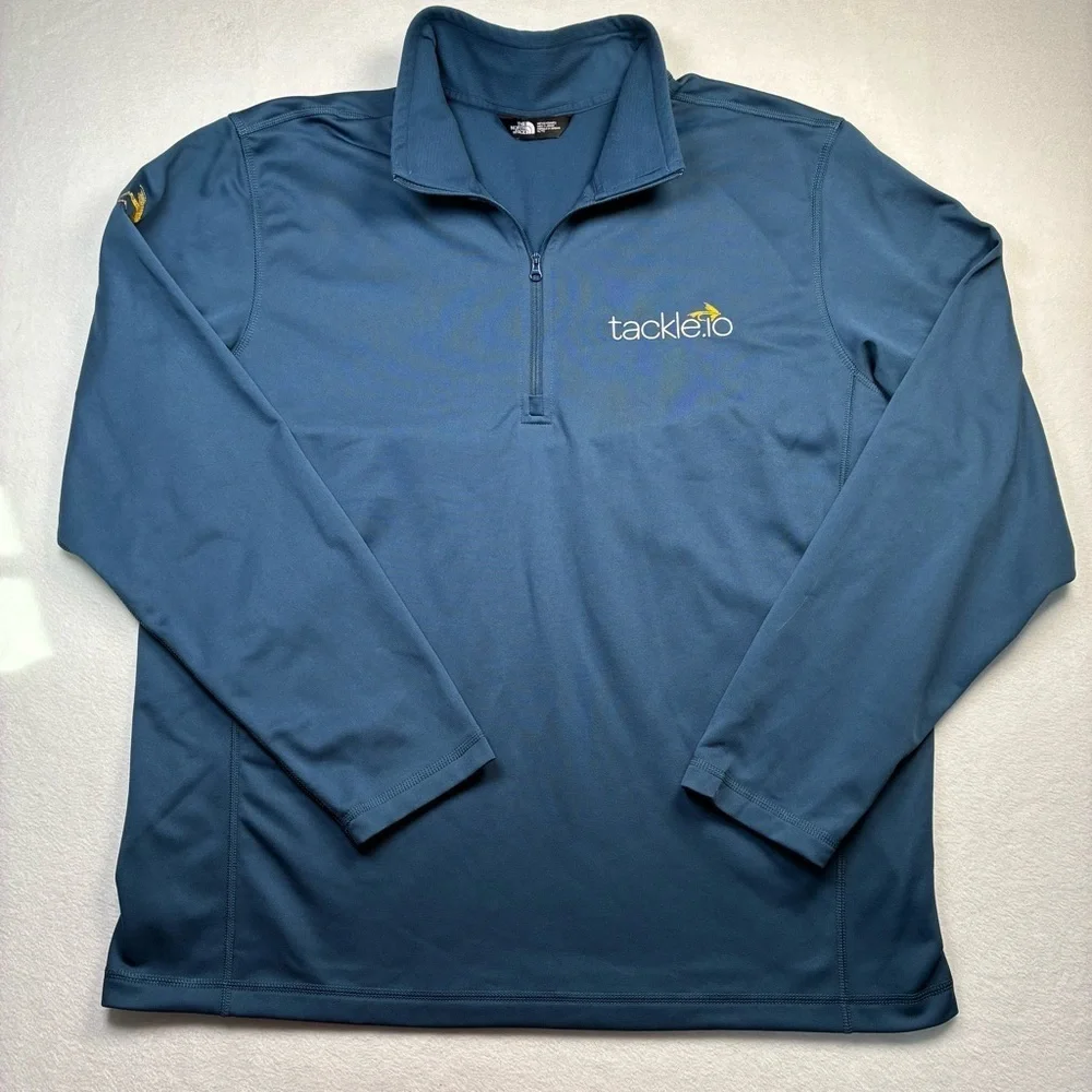 The North Face 1/4 Zip Pullover Long Sleeve “Tackle.io” Logo Teal Men’s XL